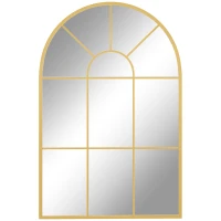 HOMCOM Wandspiegel, Fenster-Design, Flurspiegel, Metallrahmen, 91 x 60 cm, Gold(m-1)