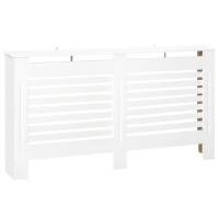 HOMCOM Copritermosifoni a Doghe con Ripiano Portaoggetti, in Legno, 172x19x81 cm, Bianco(m-1)