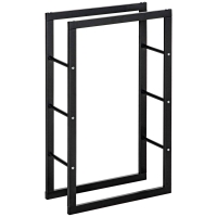 HOMCOM Kaminholzregal Metall 60 x 25 x 100 cm Brennholzregal Stapelhilfe Stahlrahmen bis 100kg Kaminholzunterstand Outdoor Holzregal Feuerholzregal für Garten Terrasse Außen Schwarz