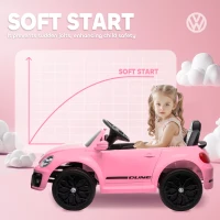 AIYAPLAY Volkswagen Beetle Licensed 12V Ride on Car w/ Remote Control, Suspension Wheels, Soft Start, Lights, Music, Pink(m-6)