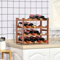 HOMCOM Botellero de Madera Bambú de 4 Niveles para 16 Botellas de Vino Carga  Máxima 75 kg 43x23,5x38 cm Marrón(m-10)
