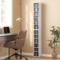 HOMCOM Set of 2 CD Media Display Shelf Unit Tower Rack with Adjustable Shelves, White(m-2)