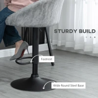 HOMCOM Modern Bar Stools Set of 2, Height Adjustable Swivel Barstools, PU Leather Upholstered Bar Chair with Backrest, Armrests and Footrest for Breakfast Bar, Counter, Kitchen, Light Grey(m-6)