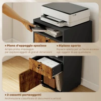 HOMCOM Mobile per Ufficio con Ripiano Aperto, Cassetto con Serratura e Armadietto, 40x35x60 cm, Marrone(m-3)