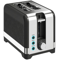 HOMCOM 2-Scheiben-Toaster mit 7 Bräunungsstufen, Aufwärm-/Auftau-/Abbruchfunktionen, Wärmerost, 930 W