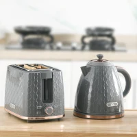 HOMCOM 1.7L 3000W Fast Boil Kettle & 2 Slice Toaster Set, Kettle and Toaster Set with Auto Shut Off, Browning Controls, Grey(m-2)