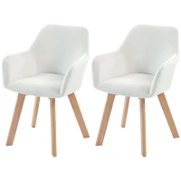 HOMCOM Conjunto de 2 Cadeiras de Jantar Modernas Estofadas em Veludo com Pernas de Madeira 54x57x80 cm Creme(m-11)