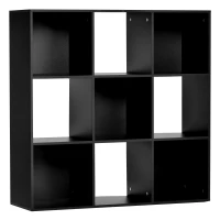 HOMCOM 3-tier 9 Cubes Storage Unit Particle Board Cupboard Bookcase Organiser Home Office Shelves, Black(m-1)