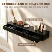 HOMCOM Shelf Wall-Mounted Storage Shelf Shelving Unit MDF 93 x 15 x 10 cm Entryway Kitchen Living Room, Black(m-5)