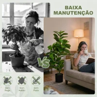 HOMCOM Planta Artificial Ficus 110 cm Planta Artificial com 90 Folhas Musgo e Vaso Planta Artificial Decorativa para Interior e Exterior Verde(m-5)