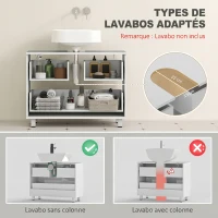HOMCOM Meuble sous lavabo, meuble de salle de bain avec 2 tiroirs, style moderne, 80 x 30 x 60 cm, blanc(m-4)