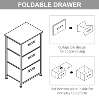 HOMCOM Vertical 3-Tier Linen Drawer Cabinet Organizer Storage Dresser Tower with Metal Frame Adjustable Feet for Living Room, Bathroom, Kitchen, White, Oak and Light Grey(m-7)