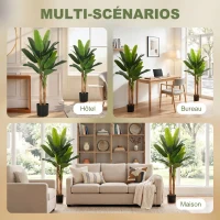 HOMCOM Lot de 2 plantes artificielles intérieurs 150 cm bananiers en pot décoration pour maison, bureau, salon, chambre(m-5)