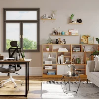 HOMCOM Round Side Table, Minimalist End Table with Steel Frame, Small Coffee Table for Living Room, Bedroom, Black(m-6)