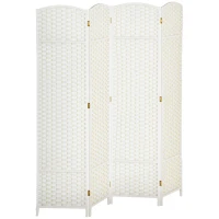 HOMCOM Paravent interieur en bois 4 panneaux 160 x 170 cm séparateur de pièce pliable pour salon, chambre à coucher, blanc(m-11)