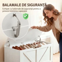 HOMCOM Comodă pentru Sufragerie, Cufăr pentru Jucării din Lemn, 100cm, Alb(m-5)