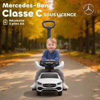 AIYAPLAY Porteur Enfants Mercedes-Benz sous Licence, Porteur Voiture à Pousser avec Poignée Amovible, 91 x 40 x 83 cm, Blanc(m-5)