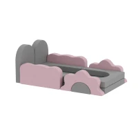 AIYAPLAY 12-delig Set Schuimblokken om te Klimmen, Bouwen, Kruipen, Binnen Speelmatten met Cord Bekleding, Grijs+Roze(m-1)