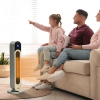 HOMCOM Stufetta Elettrica a 3 Modalità di Riscaldamento Regolabile con Telecomando, Φ25x73.5 cm, Argento(m-10)