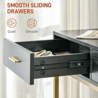 HOMCOM Dressing Table Set, with Storage and Stool - Black(m-6)