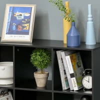 HOMCOM 3-tier 9 Cubes Storage Unit Particle Board Cupboard Bookcase Organiser Home Office Shelves, Black(m-8)