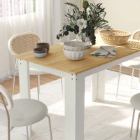 HOMCOM Dining Table for 4-6 People, Kitchen Table with Wood Effect for Dining Room, Oak and White(m-8)