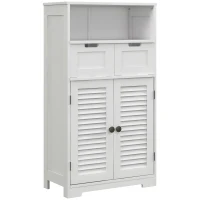 kleankin Three-Part Bathroom Storage Unit, with Shelf, Drawers & Cupboard - White(m-1)