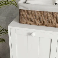 kleankin Meuble salle de bain avec panier à linge, armoire salle de bain en bois avec 2 portes et 2 paniers, 66x33x68cm, blanc(m-8)