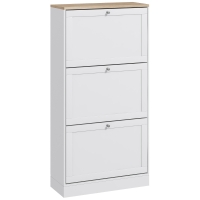 HOMCOM Meuble à chaussures style scandinave 3 portes abattants 18 paires de chaussures 60 x 23,5 x 115 cm blanc aspect bois