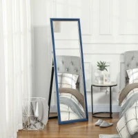 HOMCOM Espejo de Cuerpo Entero 150x50 cm con Marco en Terciopelo y Soporte para Salón Dormitorio Azul(m-10)