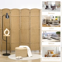HOMCOM Paravent interieur en bois 8 panneaux 320 x 170 cm séparateur de pièce pliable pour salon, chambre à coucher, naturel(m-7)