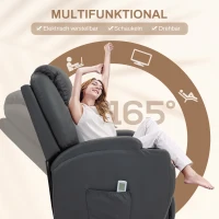 HOMCOM Massagestoel, elektrisch verstelbaar, 8 vibratiepunten, bekerhouder, kunstleer, donkergrijs(m-5)