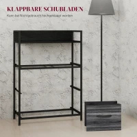 HOMCOM Ladekast, dressoir, 4 stoffen laden, industrieel design, 60x29x85 cm, zwart(m-6)
