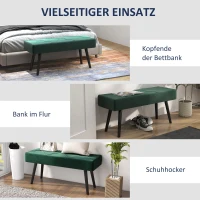 HOMCOM Zitbank Gestoffeerde Bank Bedbank, Fluweeloptiek, 100 x 36 x 45 cm, Groen(m-6)