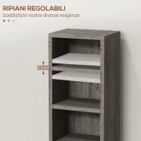 HOMCOM Set di 2 Scaffali Porta CD con Mensole Regolabili per 204 CD, 21x22.5x88.5 cm, Grigio(m-6)