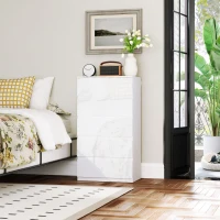 HOMCOM Cómoda con 5 Cajones Cajonera de Estilo Moderno para Dormitorio Entrada Salón 55x33x100 cm Blanco Brillante(m-10)