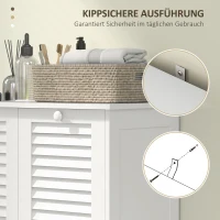 HOMCOM wasmandkast, 2 kantelbare wascontainers, 2 lamellendeuren, 70 x 38 x 73 cm, wit(m-6)