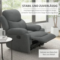 HOMCOM Relaxstoel, TV-stoel met ligfunctie en stoffen bekleding  Geniet van ultiem comfort met de HOMCOM Relaxstoel Deze TV-stoel is voorzien van een handige ligfunctie en heeft een stijlvolle stoffen bekleding met een lederlook(m-7)