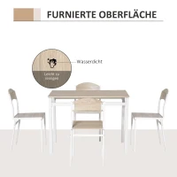 HOMCOM eettafelset, tafelgroep 5-delig eetset, eetkamergarnituurset, zitgroep(m-6)
