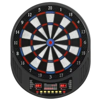 SPORTNOW Jeu de fléchettes électronique avec embouts souples, doubles écrans LED, 33 jeux, 202 variations, jusqu'à 8 joueurs(m-1)