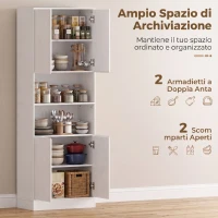 HOMCOM Credenza Dispensa da Cucina 170 cm con Mensola Regolabile, Bianco(m-4)