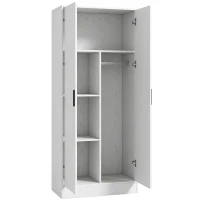 HOMCOM Roupeiro Moderno para Quarto com Barra para Pendurar e Prateleiras 70x37x164 cm Branco(m-1)