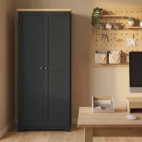 HOMCOM Kitchen Cupboard, 172cm Freestanding Storage Cabinet with Doors and Shelves, Black(m-9)