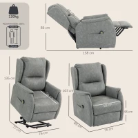 HOMCOM Power Lift Recliner Chair, Dual Motor Electric Lift Chair for Elderly with Remote Control, Grey(m-3)