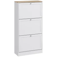 HOMCOM Móvel Sapateira de Entrada com 3 Gavetas Basculantes e Prateleiras Ajustáveis para 18 Pares de Sapatos 60x23,5x115 cm Branco(m-1)