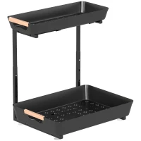 HOMCOM Keukenrek, Verstelbaar Rek met 2 Mandjes, Koffiebar 40 x 30 x 33,5-42 cm(m-1)