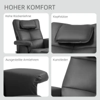 HOMCOM Relaxfauteuil met voetenbank, 360° draaibare loungestoel met kneed- en vibratiemassage, ligfunctie, massagestoel met USB- en USB-C-aansluitingen, zijvak, kunstleer zwart(m-8)