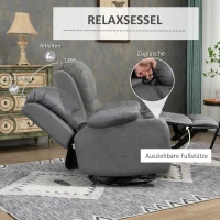 HOMCOM Fauteuil met voetsteun en ligfunctie, incl. bekerhouder, tv-fauteuil, grijs(m-4)