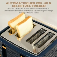 HOMCOM 2-in-1 Toaster- en Waterkoker-Set, 7 Bruiningsniveaus, Ontdooi- en Opwarmfunctie, Blauw(m-6)
