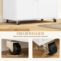 HOMCOM Keukenwagen met lade, kastvak, handdoekhouder, 106 x 42 x 87 cm, Wit/Eiken(m-7)